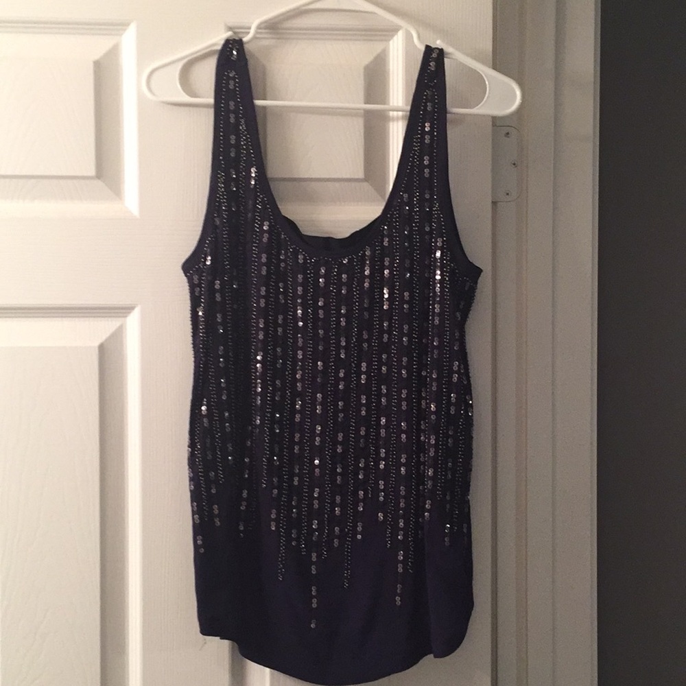Forever 21 sequin and bead navy top